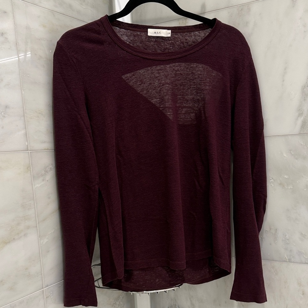 A.L.C. Deep Burgundy Long Sleeve Tee
